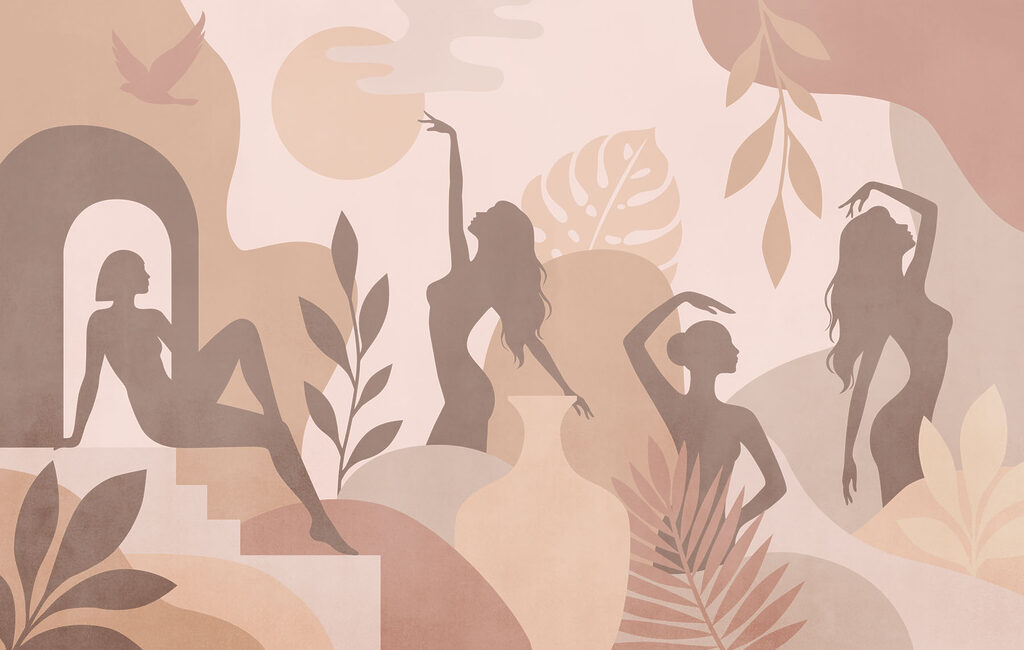 Woman's silhouettes and plants