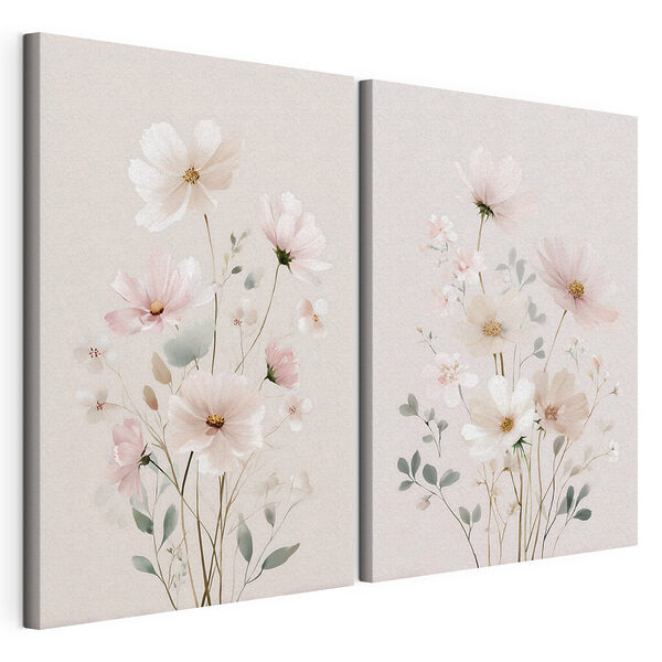 Un paio di fiori su sfondo bianco Stampa su tela modulare Un paio di fiori su sfondo bianco