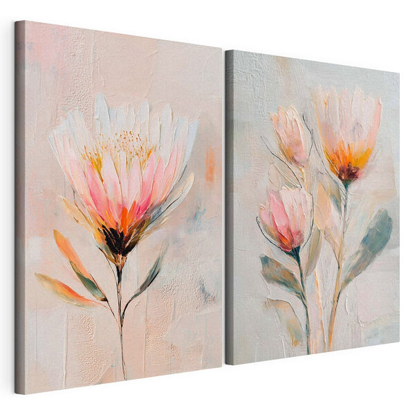 Dipinto di fiori su tela Stampa su tela modulare Dipinto di fiori su tela