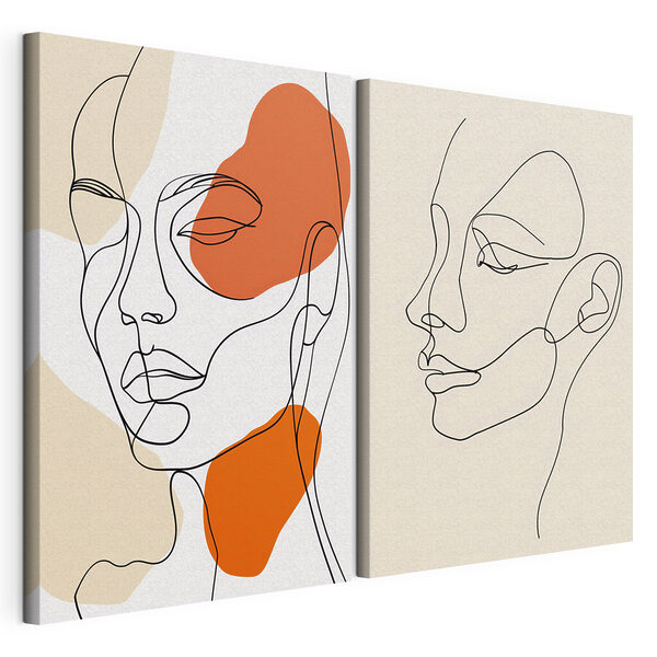 Disegno del volto di una donna Stampa su tela modulare Disegno del volto di una donna
