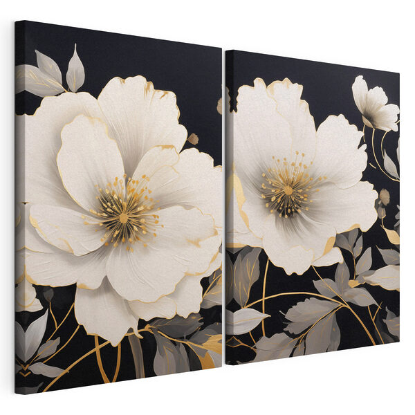 Stampa su tela modulare - Fiori eleganti su uno sfondo scuro (COD: m30280) Stampa su tela modulare Stampa su tela modulare - Fiori eleganti su uno sfondo scuro (COD: m30280)