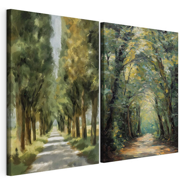 Sentiero costeggiato da alberi Stampa su tela modulare Sentiero costeggiato da alberi