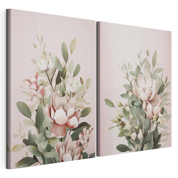Fiori delicati dai colori tenui Stampa su tela modulare Fiori delicati dai colori tenui