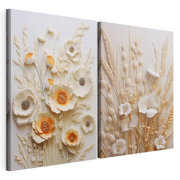 Collage di fiori e grano Stampa su tela modulare Collage di fiori e grano
