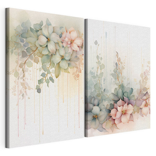 Dipinto raffigurante dei fiori su sfondo bianco Stampa su tela modulare Dipinto raffigurante dei fiori su sfondo bianco