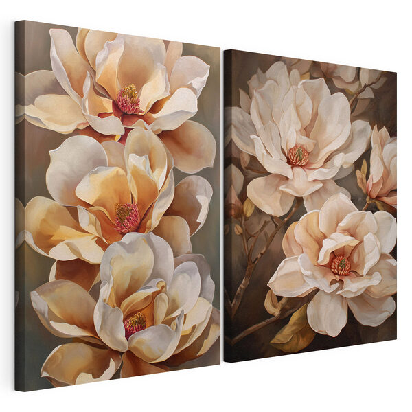 Dipinto raffigurante dei fiori su un ramo Stampa su tela modulare Dipinto raffigurante dei fiori su un ramo