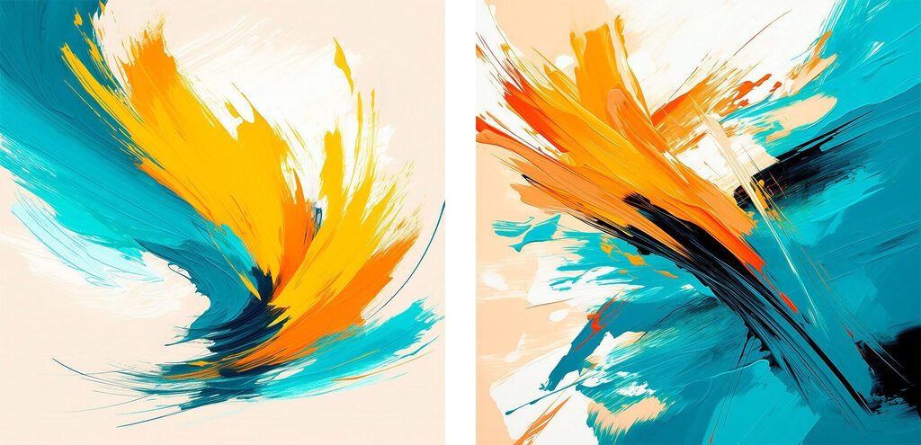 Stampa su tela modulare Due opere d’arte realizzate con la pittura (COD: m30354) Stampa su tela modulare Due opere d’arte realizzate con la pittura (COD: m30354)