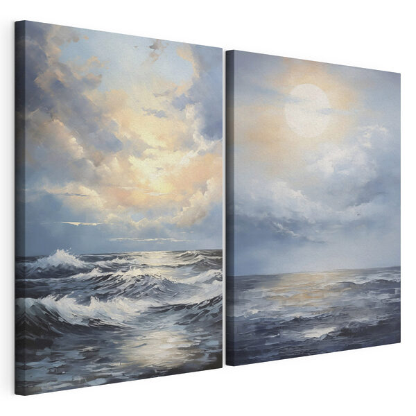 Dipinto raffigurante il mare e il sole Stampa su tela modulare Dipinto raffigurante il mare e il sole