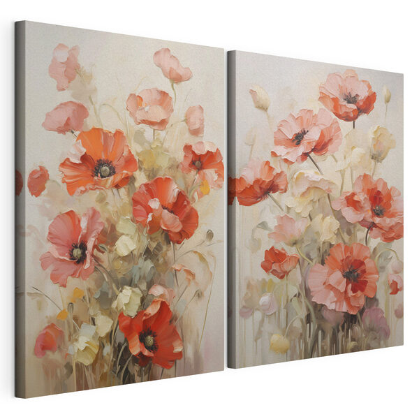 Dipinto di fiori su tela Stampa su tela modulare Dipinto di fiori su tela