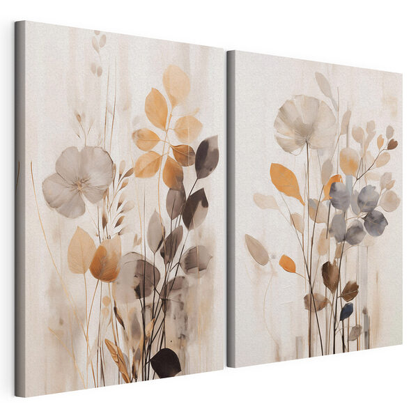 Stampa su tela modulare Dipinto di fiori e foglie (COD: m30470) Stampa su tela modulare Stampa su tela modulare Dipinto di fiori e foglie (COD: m30470)