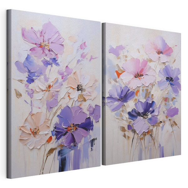 Stampa su tela modulare Dipinto di fiori su tela (COD: m30518) Stampa su tela modulare Stampa su tela modulare Dipinto di fiori su tela (COD: m30518)