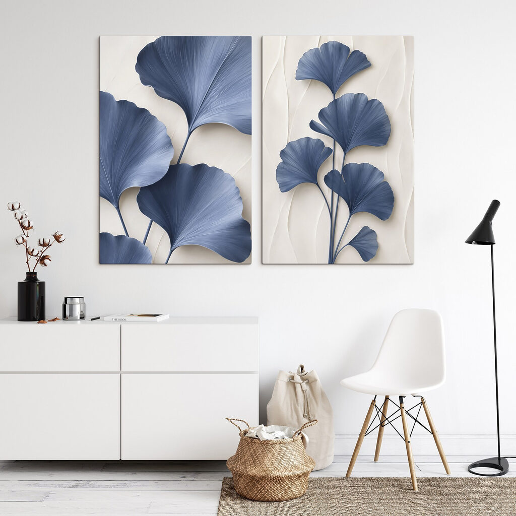 Elegant blue leaves in harmony