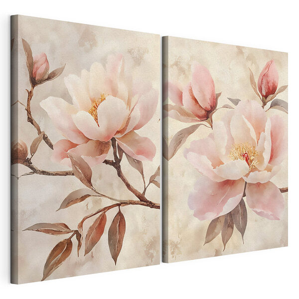 Fiori delicati dai colori tenui Stampa su tela modulare Fiori delicati dai colori tenui