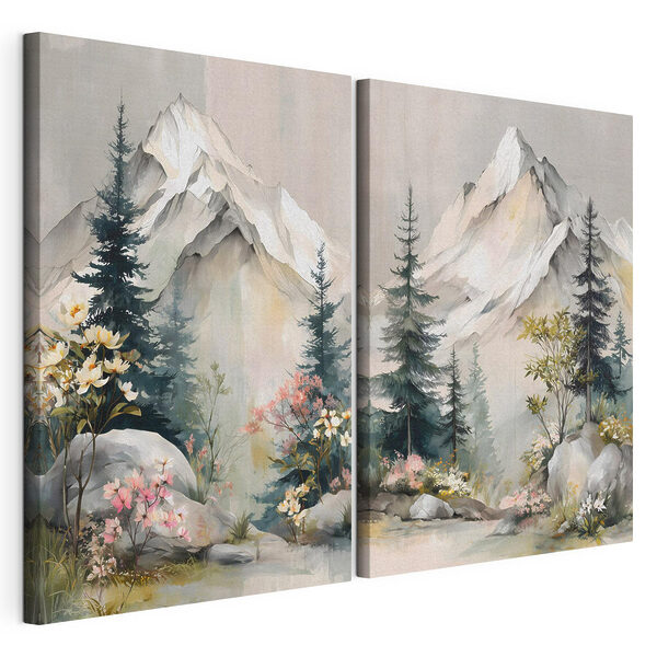 Stampa su tela modulare Dipinto raffigurante montagne e alberi (COD: m30815) Stampa su tela modulare Stampa su tela modulare Dipinto raffigurante montagne e alberi (COD: m30815)