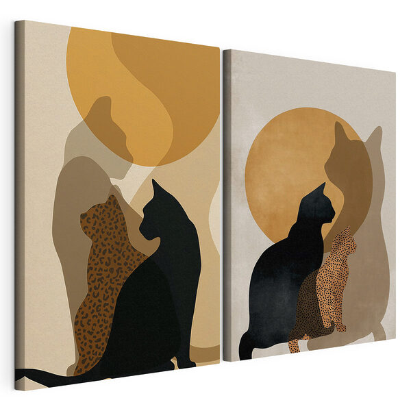 Stampa su tela modulare Un gatto e un gatto con un gatto al sole