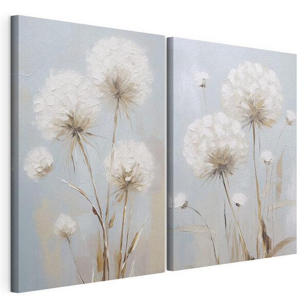 Dipinto raffigurante dei fiori su sfondo blu Stampa su tela modulare Dipinto raffigurante dei fiori su sfondo blu