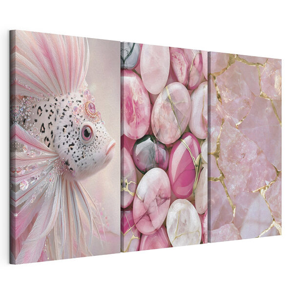 Stampa su tela modulare Stampa su tela modulare Collage di pietre rosa e bianche (COD: m30723)