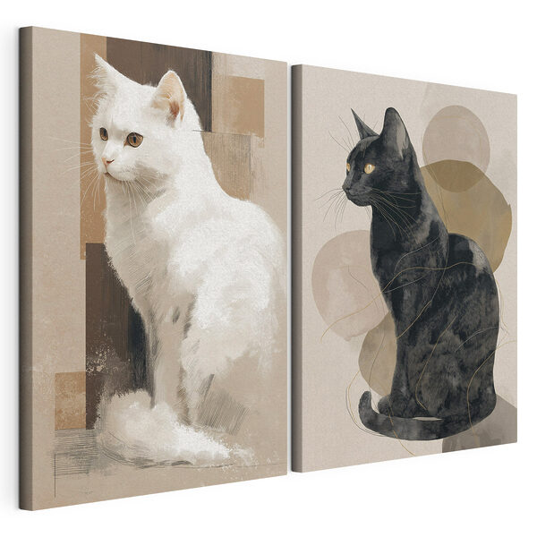 Stampa su tela modulare Gatto bianco e gatto nero (COD: m30704) Stampa su tela modulare Stampa su tela modulare Gatto bianco e gatto nero (COD: m30704)