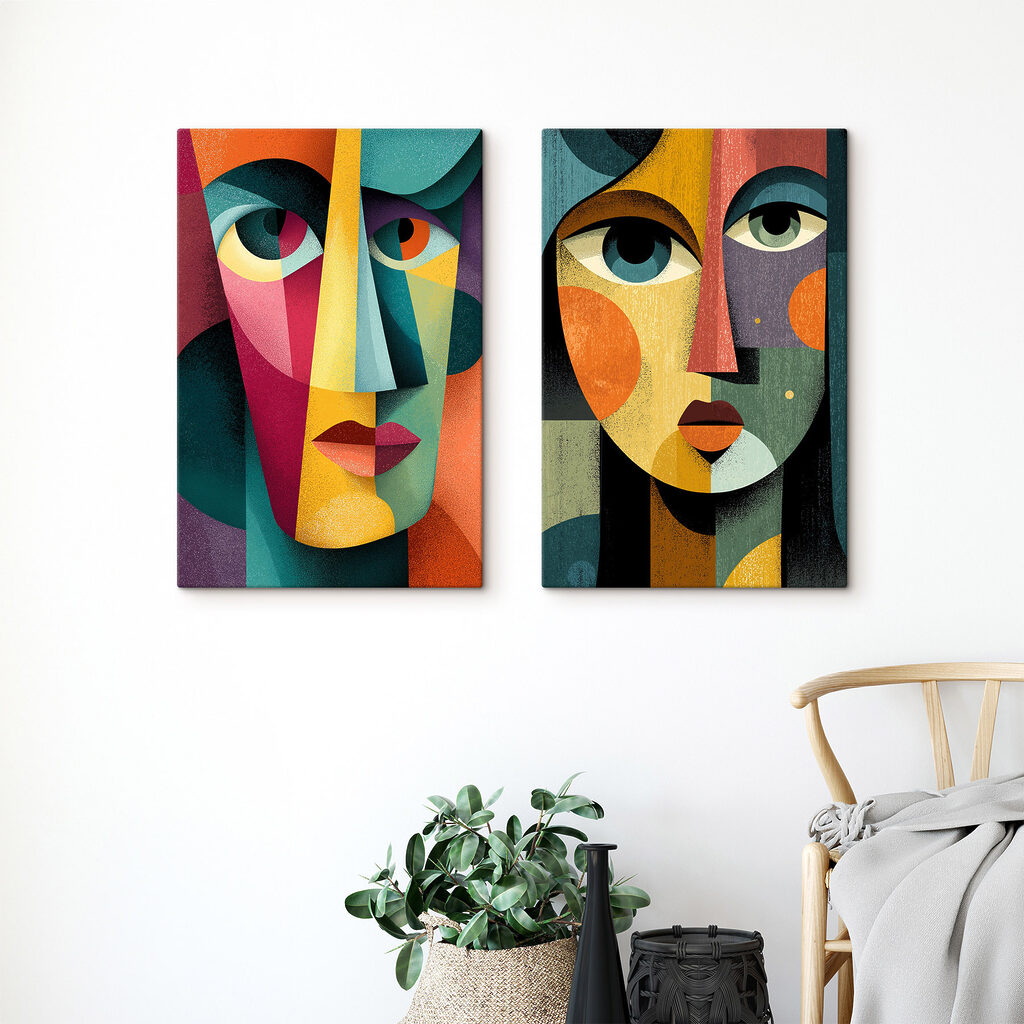 Couple of faces with different colors Couple of faces with different colors