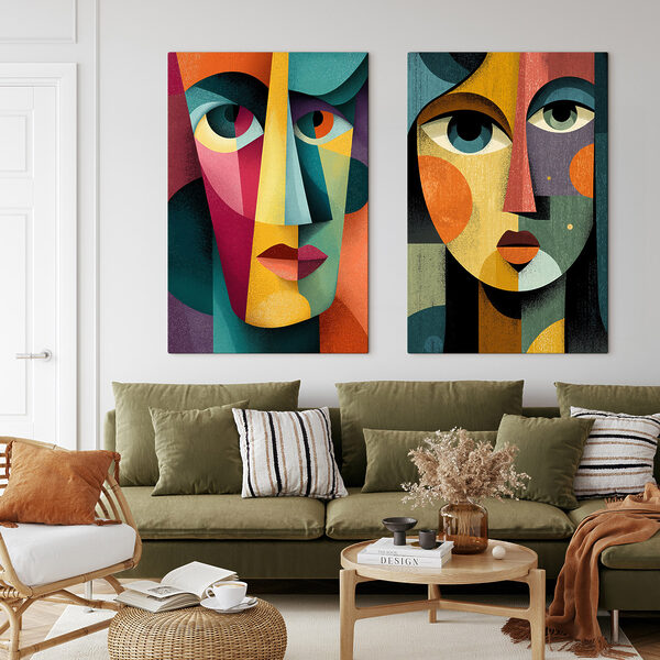Couple of faces with different colors Couple of faces with different colors