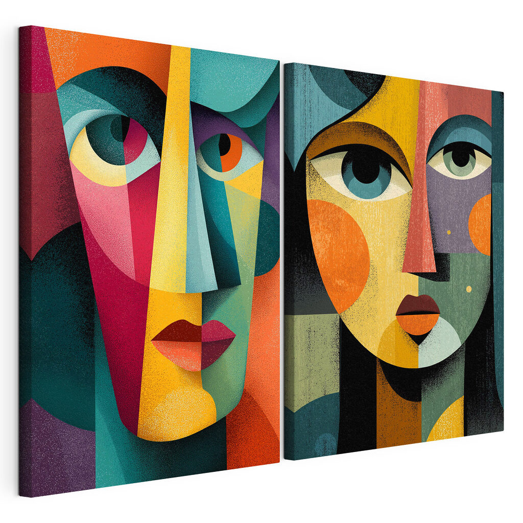 Couple of faces with different colors Couple of faces with different colors