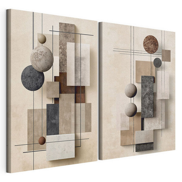 Collage artistico con forme e colori diversi Stampa su tela modulare Collage artistico con forme e colori diversi