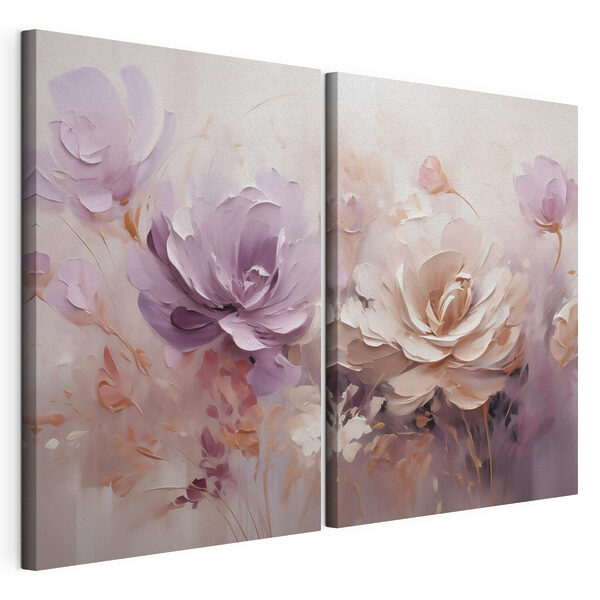 Fiori dai colori tenui e sognanti Stampa su tela modulare Fiori dai colori tenui e sognanti