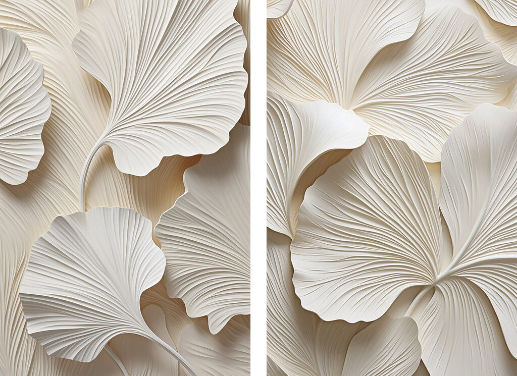 Stampa su tela modulare Delicati strati dal design ispirato alla natura (COD: m30671) Stampa su tela modulare Delicati strati dal design ispirato alla natura (COD: m30671)