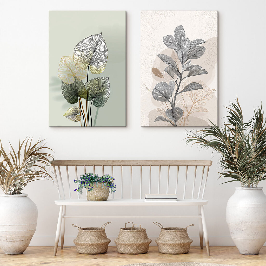 Delicate leaves in soft colors