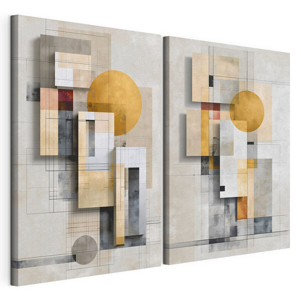 Dipinto raffigurante forme geometriche e cerchi Stampa su tela modulare Dipinto raffigurante forme geometriche e cerchi