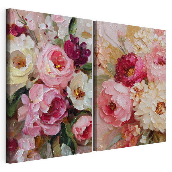 Fiori dai colori vivaci e tenui Stampa su tela modulare Fiori dai colori vivaci e tenui
