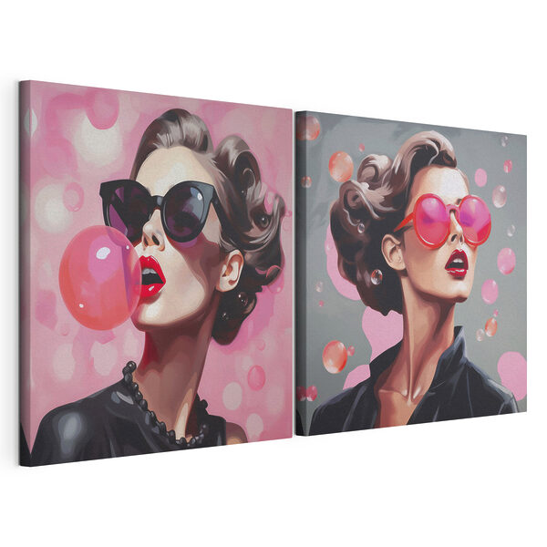 Collage raffigurante una donna con gli occhiali da sole Stampa su tela modulare Collage raffigurante una donna con gli occhiali da sole