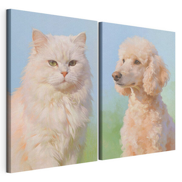 Stampa su tela modulare Stampa su tela modulare Gatto e cane che guardano verso la fotocamera (COD: m30468)