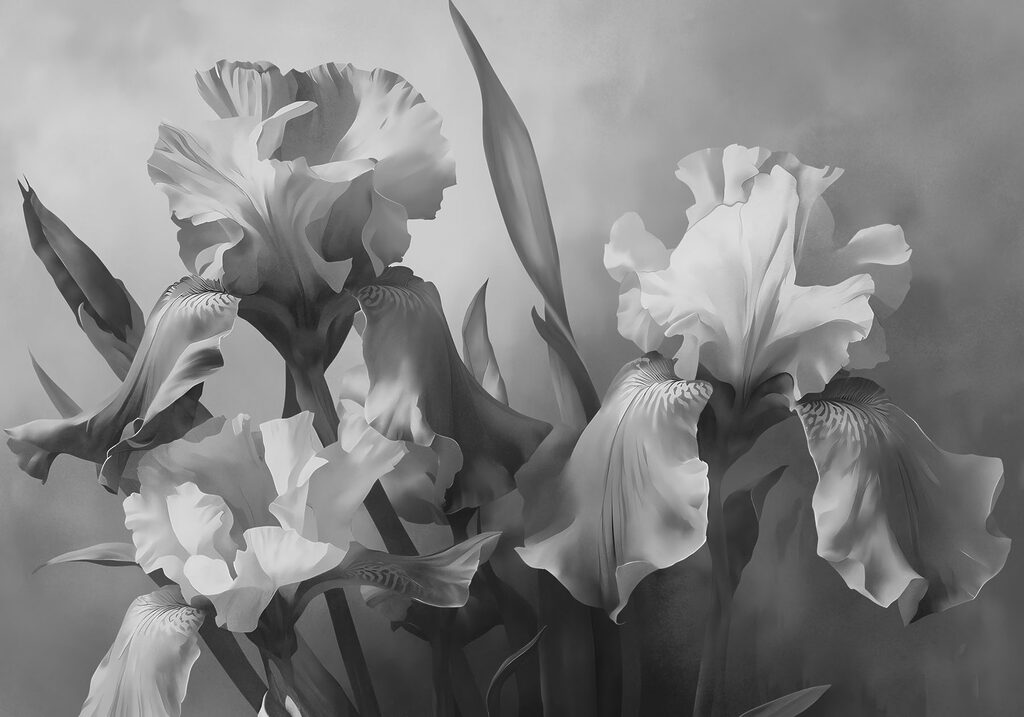 Group of flowers with leaves