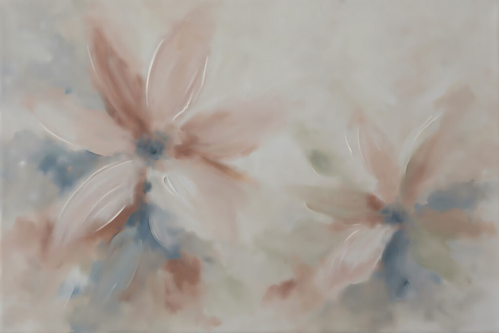 Painting of flowers on a white surface Painting of flowers on a white surface