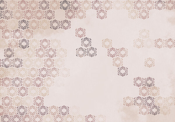White background with many small black and red designs