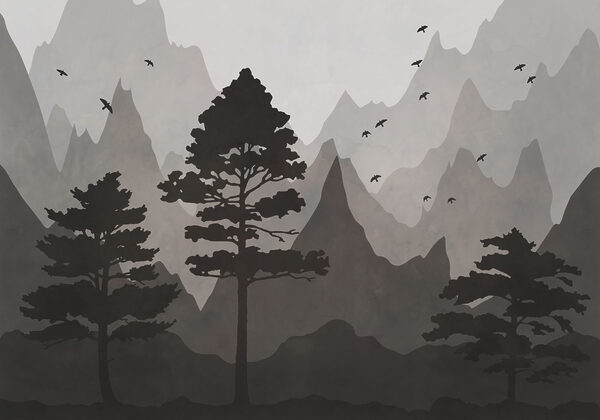 Landscape with mountains and trees Landscape with mountains and trees
