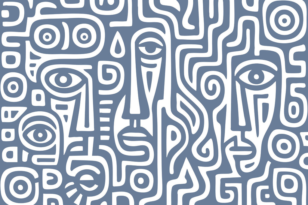 Pattern of faces and lines