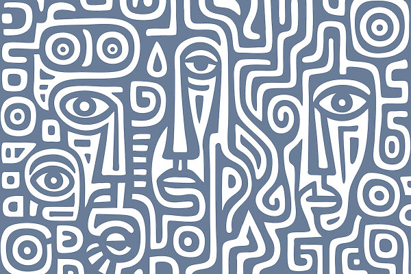 Pattern of faces and lines