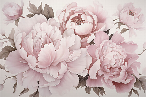 Soft pink peonies in full bloom