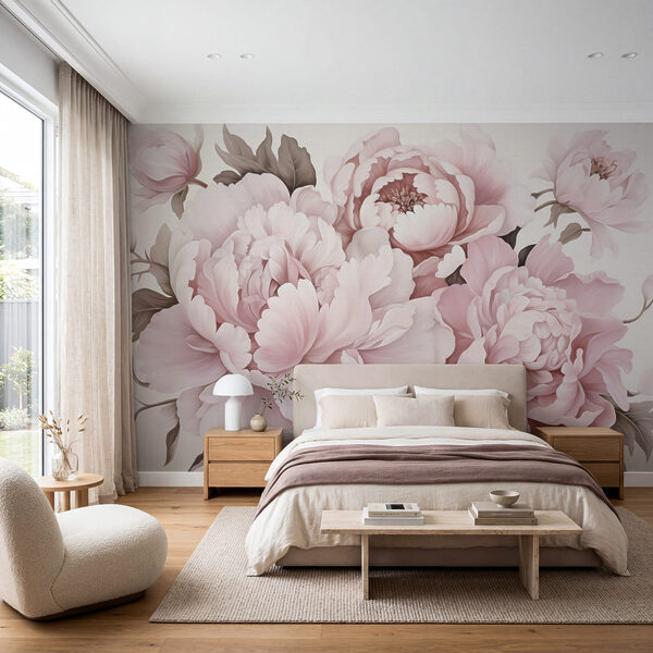 Peonie rosa tenue in piena fioritura