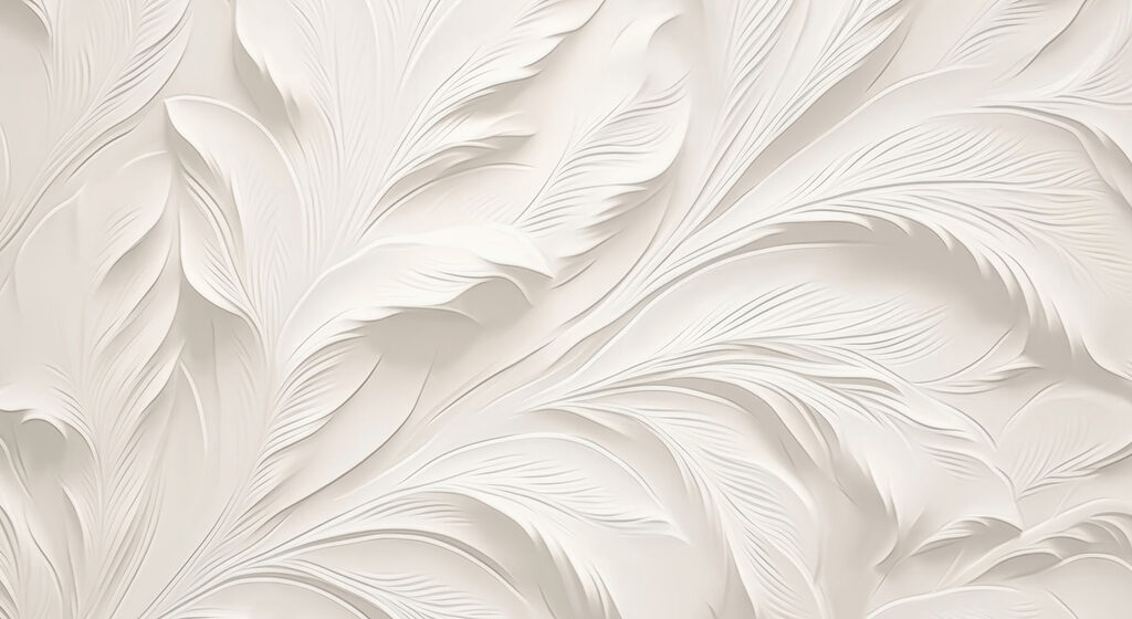White feather pattern on a white surface White feather pattern on a white surface