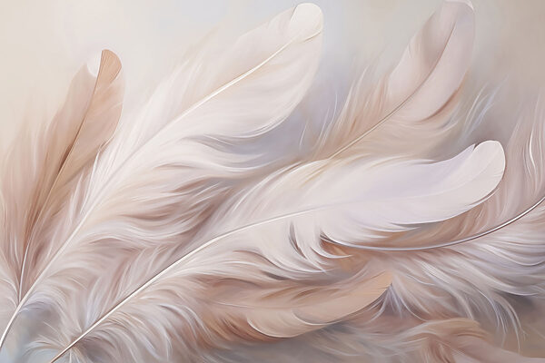 Delicate feathers in soft pastel hues