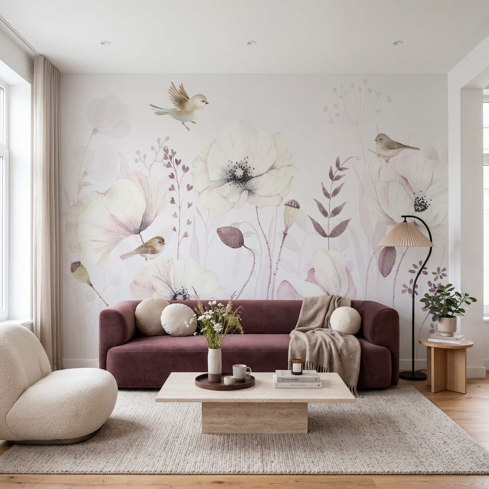 Dipinti di fiori e uccelli