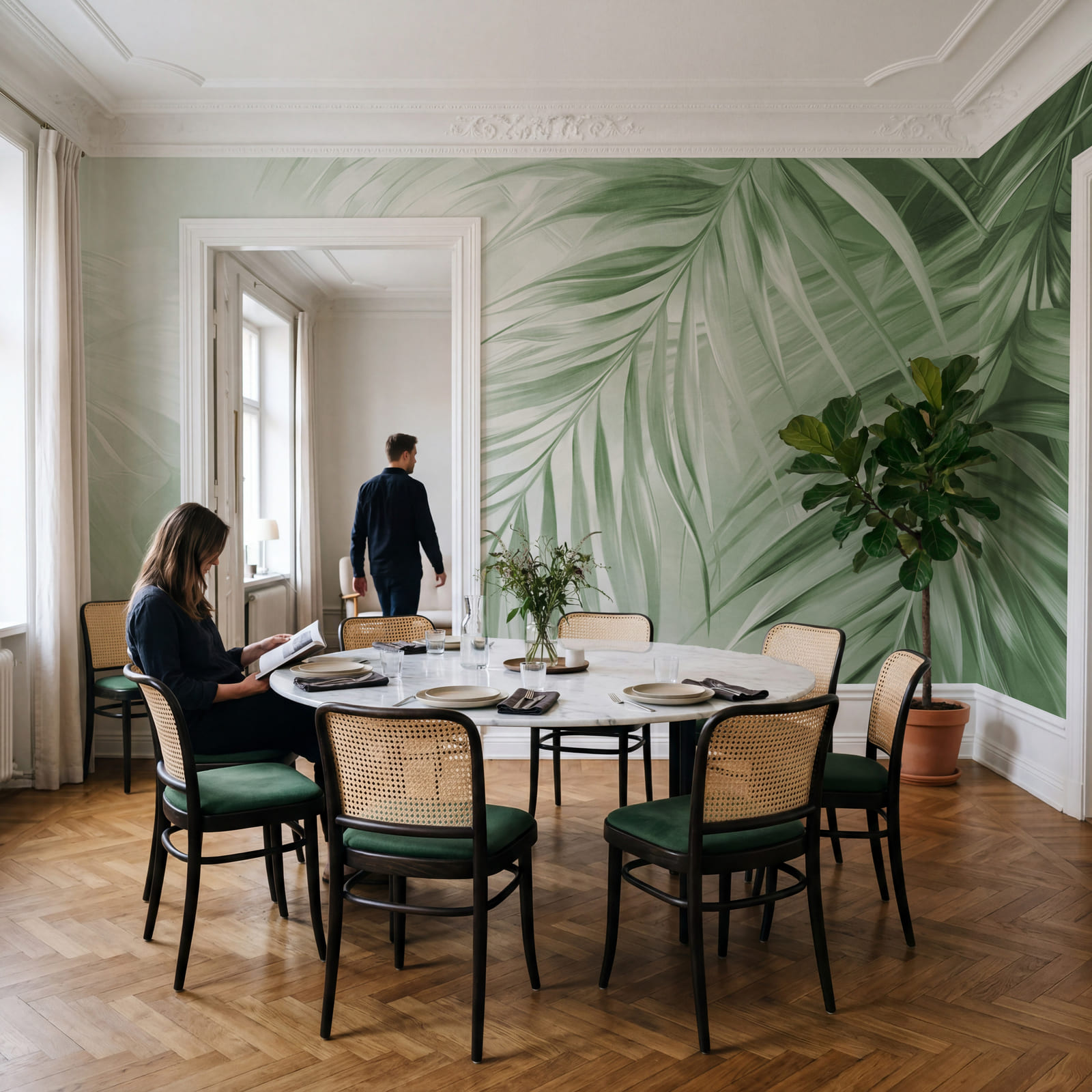 Fogliame verde rilassante in una luce soffusa Fogliame verde rilassante in una luce soffusa