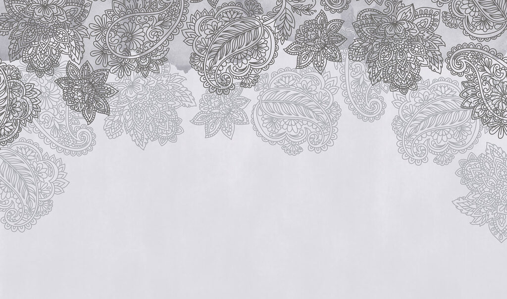 Grey and white background with paisley design Grey and white background with paisley design