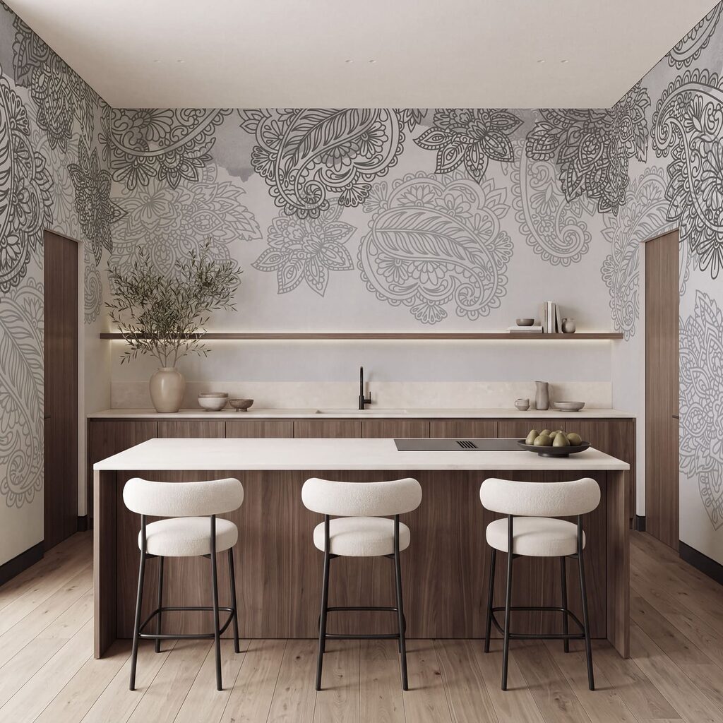 Sfondo grigio e bianco con motivo paisley Sfondo grigio e bianco con motivo paisley