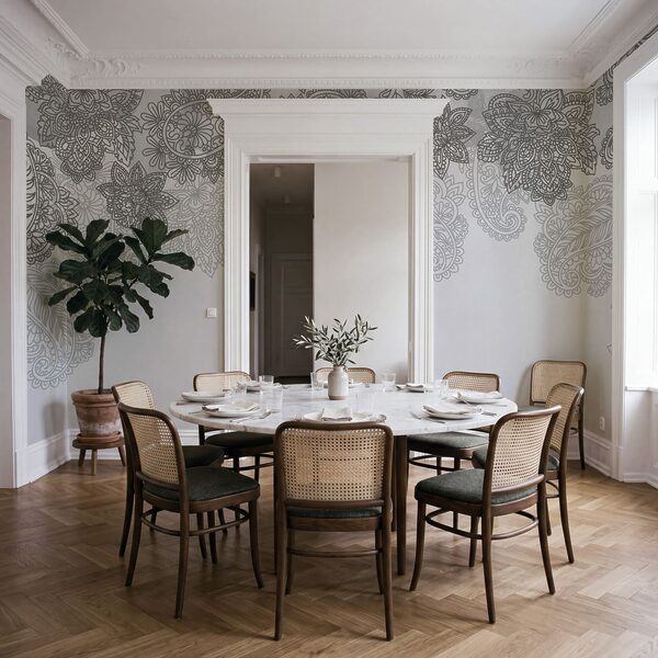 Sfondo grigio e bianco con motivo paisley Sfondo grigio e bianco con motivo paisley