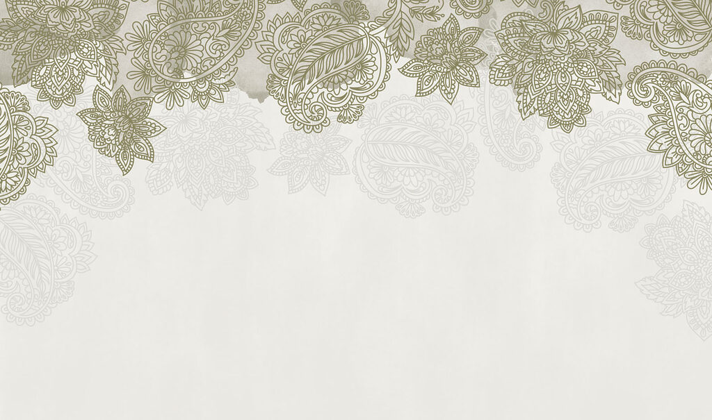 White background with a pattern of leaves and flowers White background with a pattern of leaves and flowers