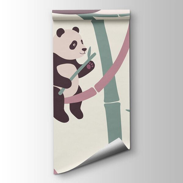 Group of pandas on bamboo branches